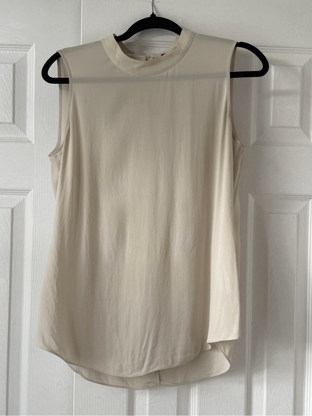 Eileen Fisher 100% Silk Georgette Crepe Bone Sleeveless Top Org Retail $278